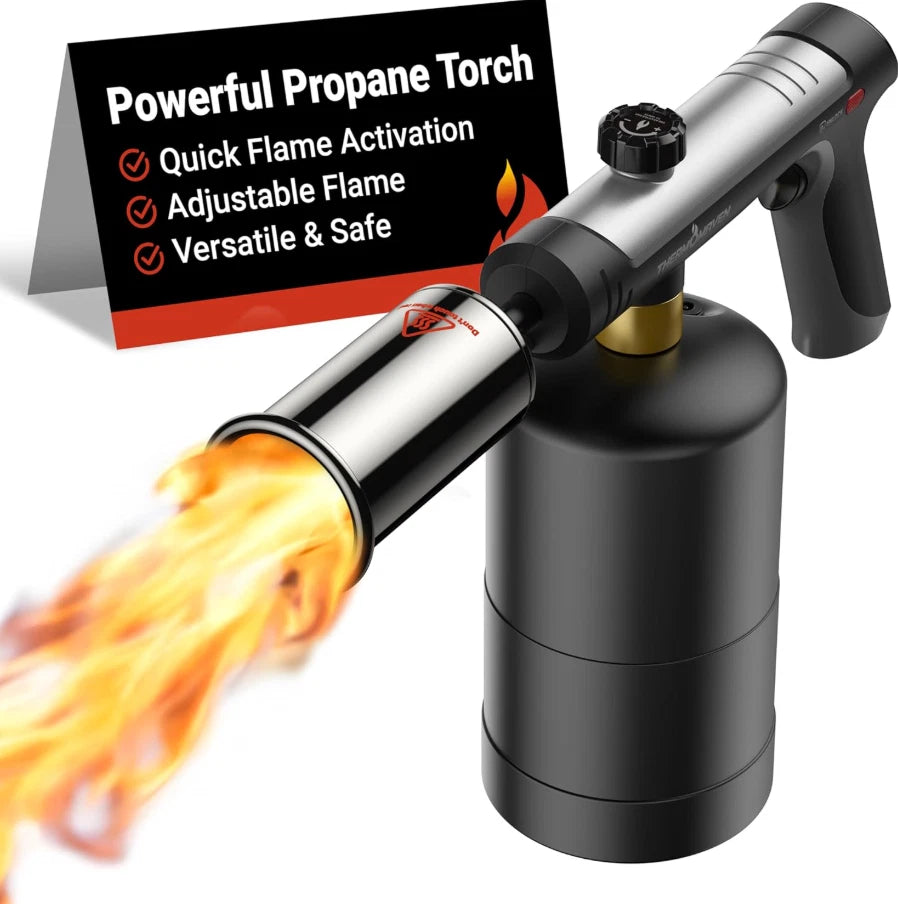 AIMIX Propane Torch Gun - with Turbo Mode. Flame Thrower Gun with Safety Lock (Tank Not Included)